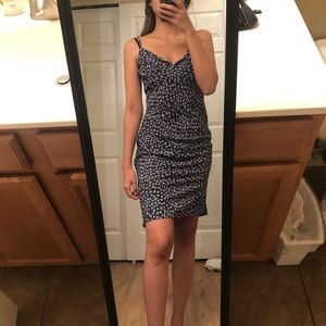 Navy blue floral midi dress